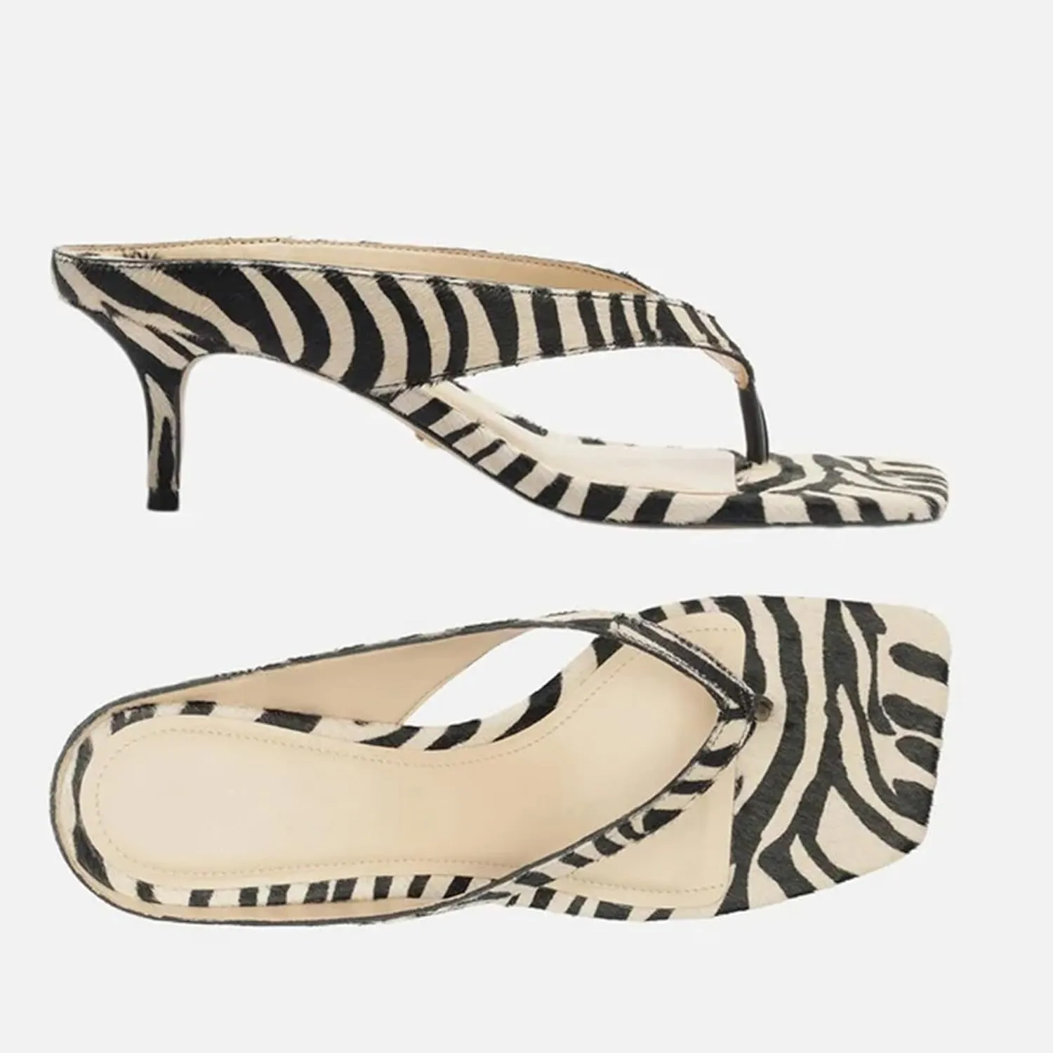 Kitten Heeled Sandals for Women Slip On Square Clip Toe Flip Flips Low Heel Pumps Comfortable Thong Slide Shoes Dressy Slippers
