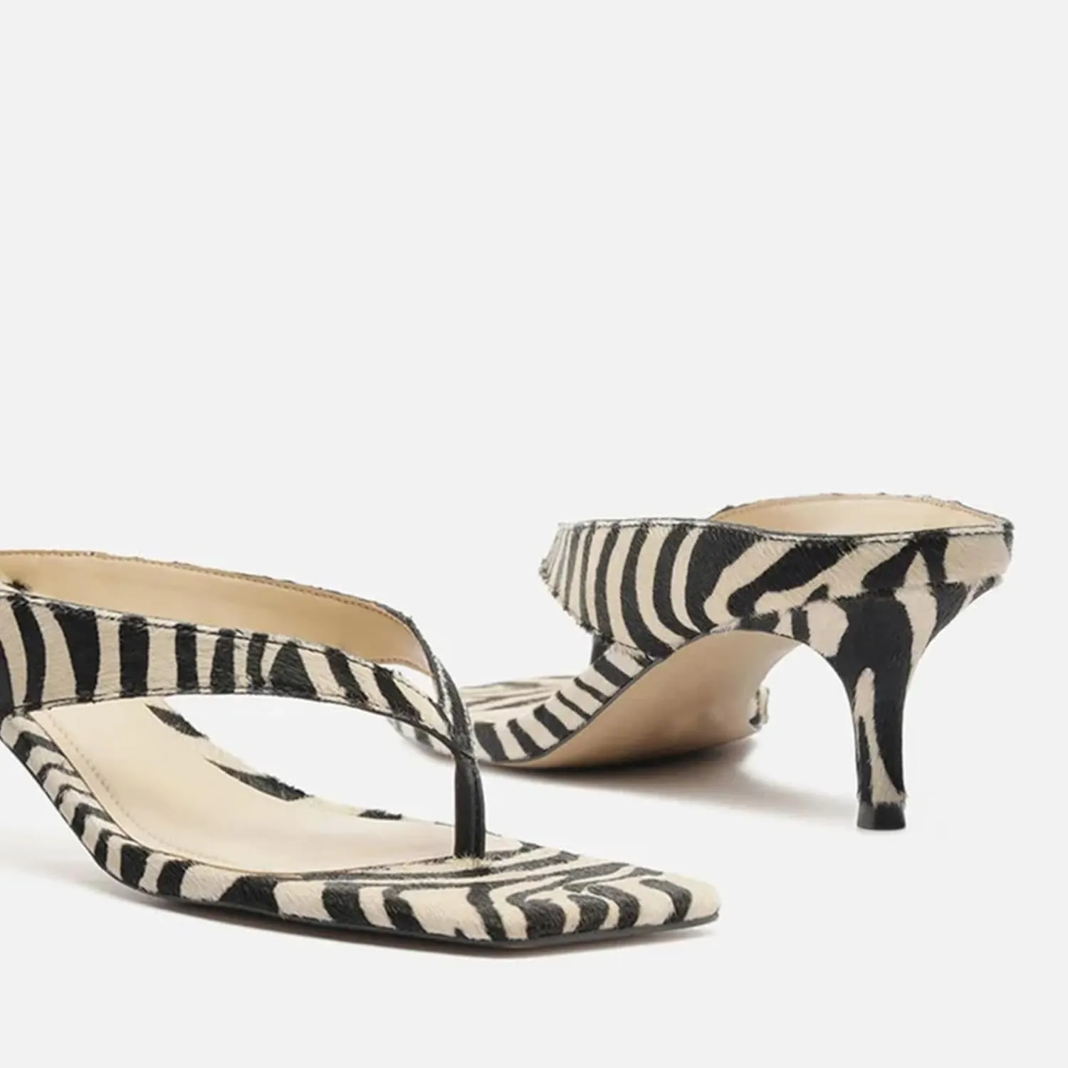Kitten Heeled Sandals for Women Slip On Square Clip Toe Flip Flips Low Heel Pumps Comfortable Thong Slide Shoes Dressy Slippers