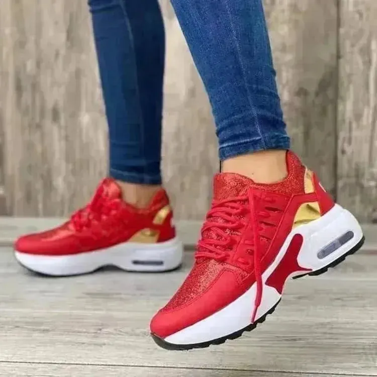 Lace Up Sneakers Women Wedge Heel Running Sports Sneakers Shoes for Women.