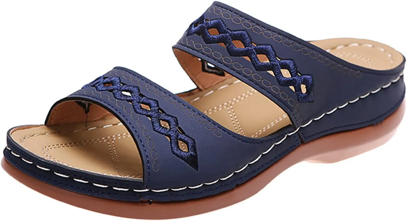 Ladmiple Comfortable Orthopedic Sandals For Women Dressy Summer Arch Support Orthotic Flip Flops Slides for Plantar Fasciitis
