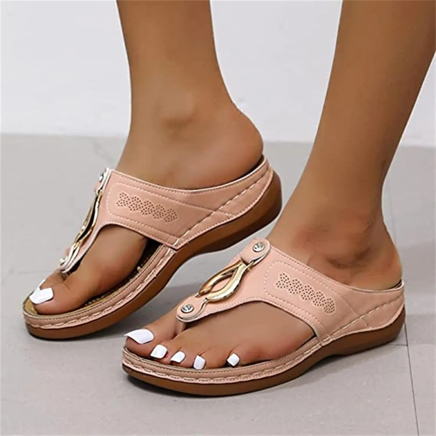 Ladmiple Comfortable Orthopedic Sandals For Women Dressy Summer Arch Support Orthotic Slides Flip Flops Soft Beach Shoes