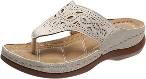Ladmiple Fashion Sandals Women Dressy Summer Flat Orthotic Slides Arch Support Orthopedic Flip Flops for Plantar Fasciitis