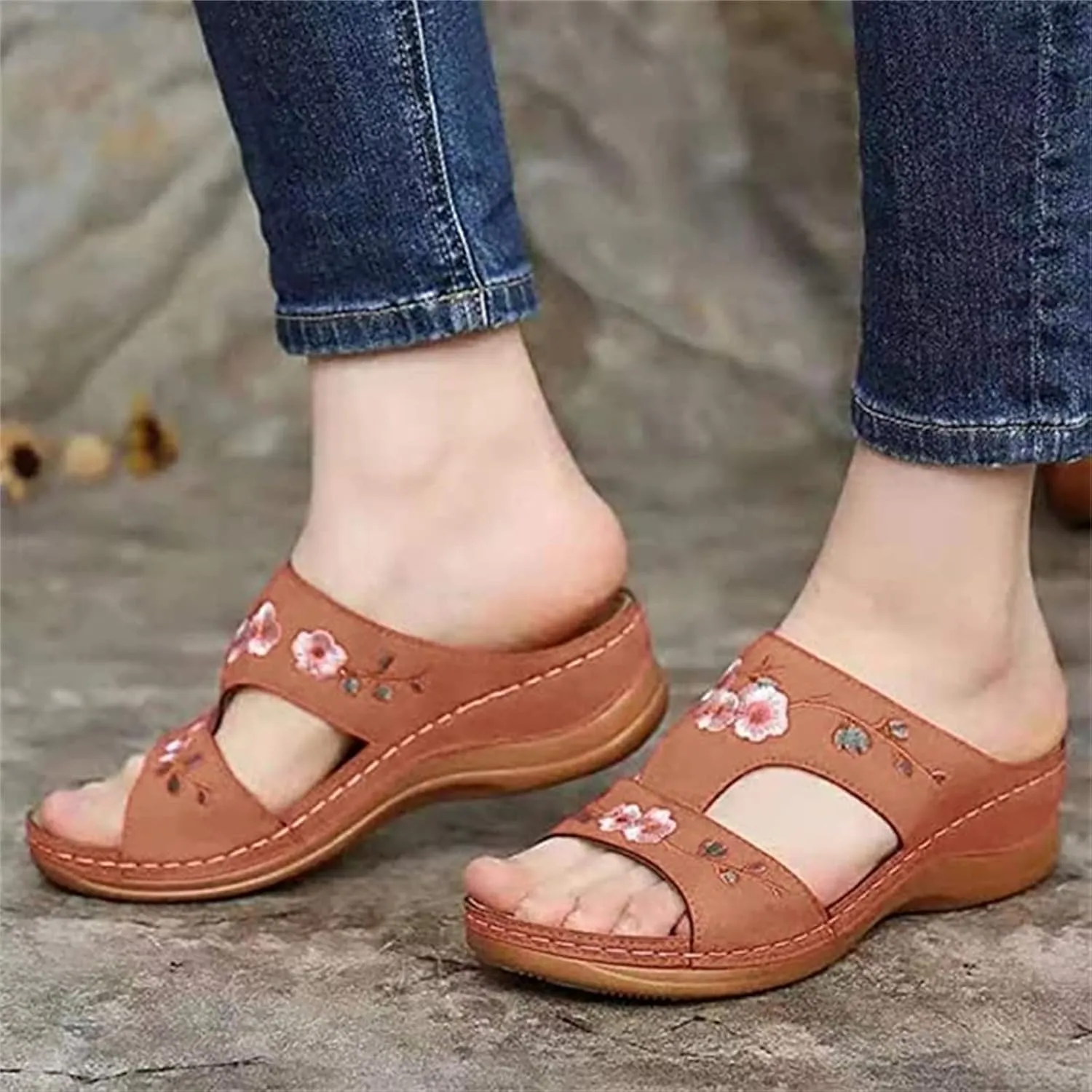 Ladmiple Orthopedic Sandals For Women Arch Support Dressy Summer Flip Flops Comfortable Walking Orthotic Sandals Beach Slides