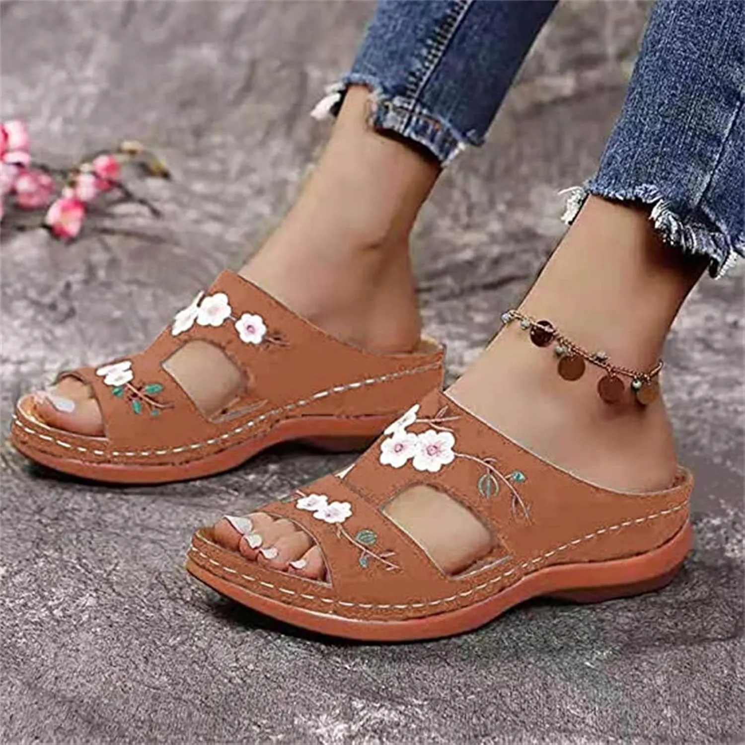 Ladmiple Orthopedic Sandals For Women Arch Support Dressy Summer Flip Flops Comfortable Walking Orthotic Sandals Beach Slides