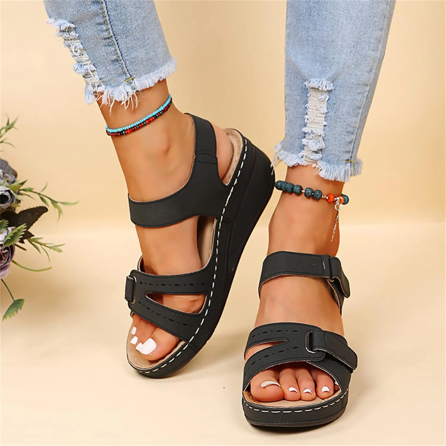 Ladmiple Orthopedic Sandals For Women Plantar Fasciitis Arch Heel Support Dressy Casual Summer Slip On Orthotic Flip Flops