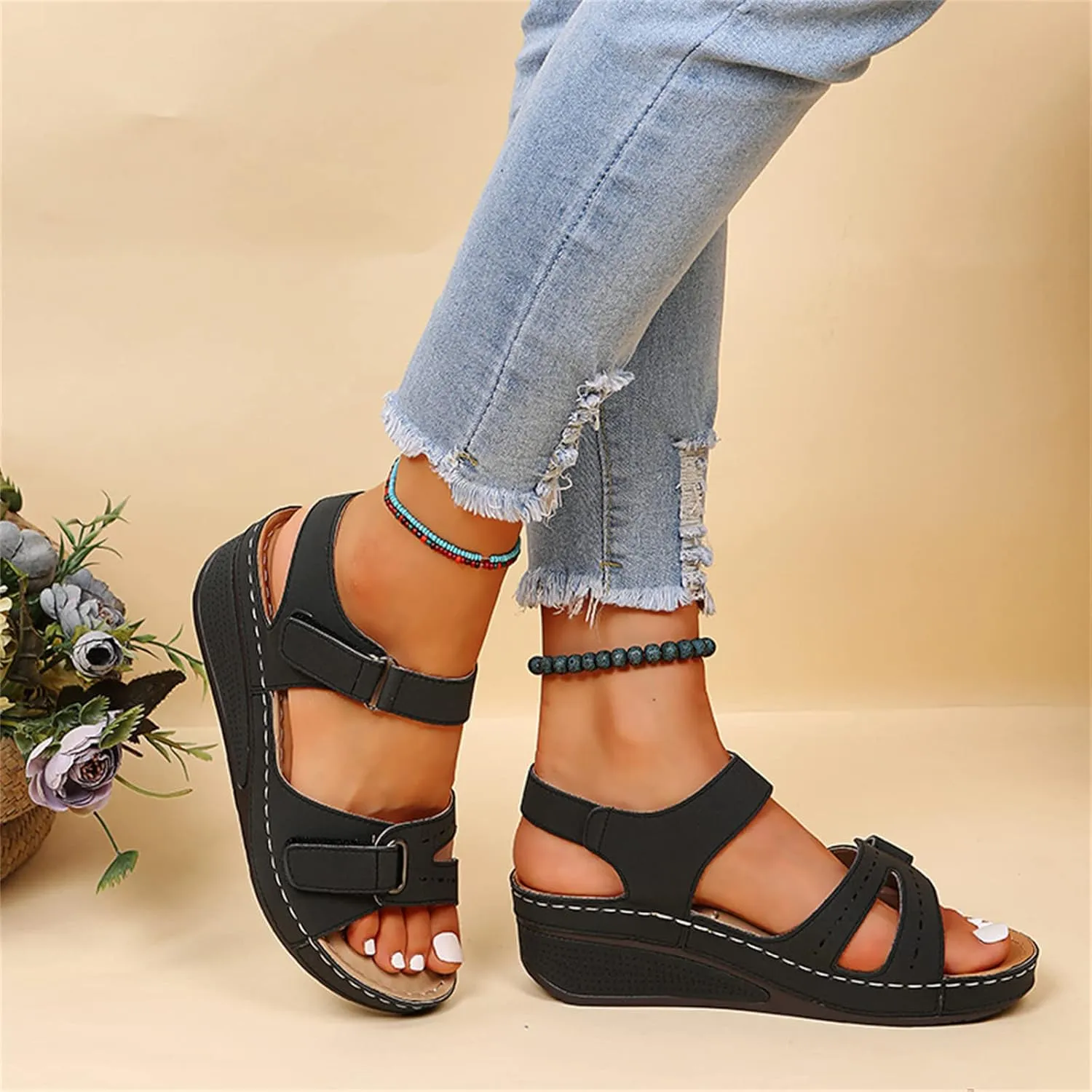Ladmiple Orthopedic Sandals For Women Plantar Fasciitis Arch Heel Support Dressy Casual Summer Slip On Orthotic Flip Flops