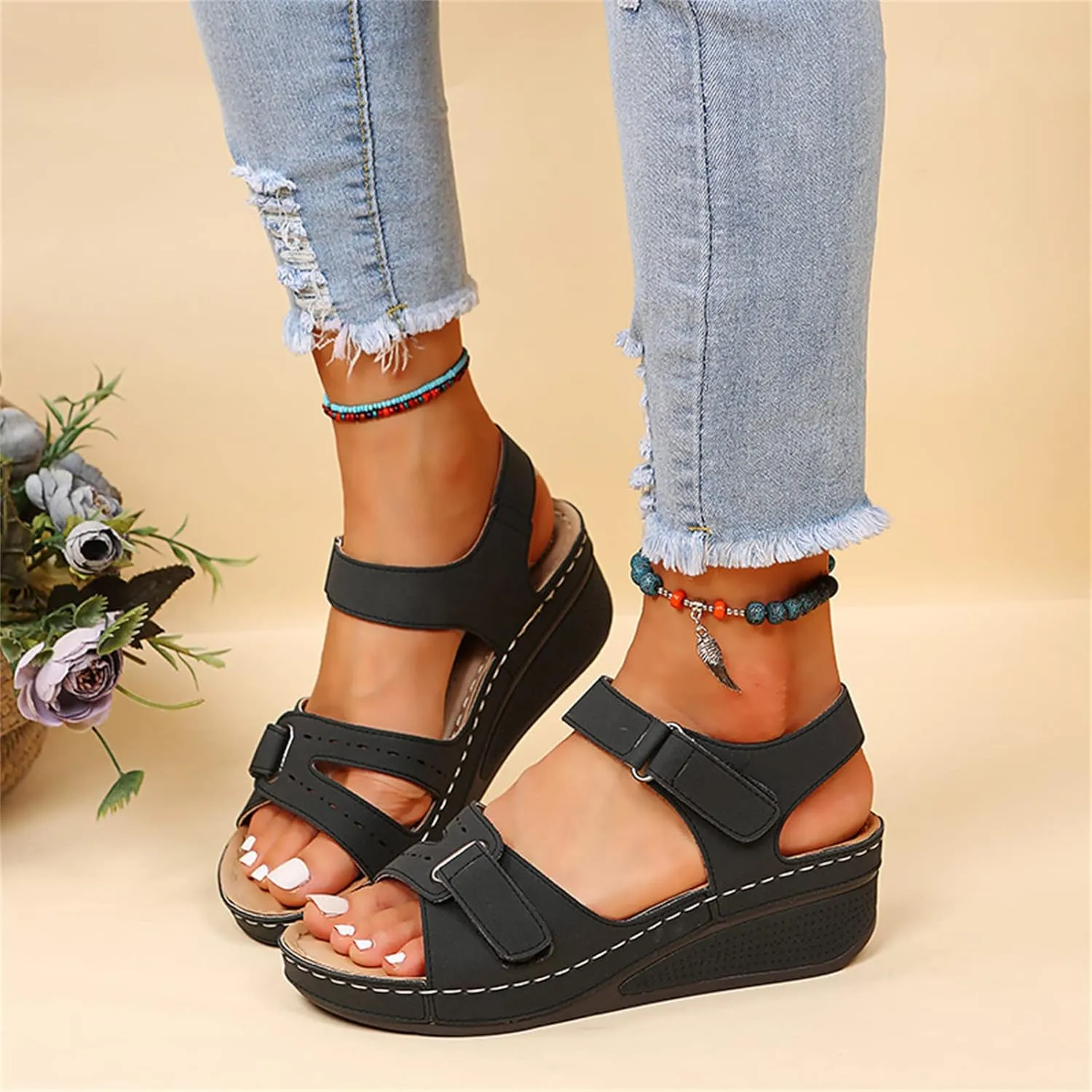 Ladmiple Orthopedic Sandals For Women Plantar Fasciitis Arch Heel Support Dressy Casual Summer Slip On Orthotic Flip Flops