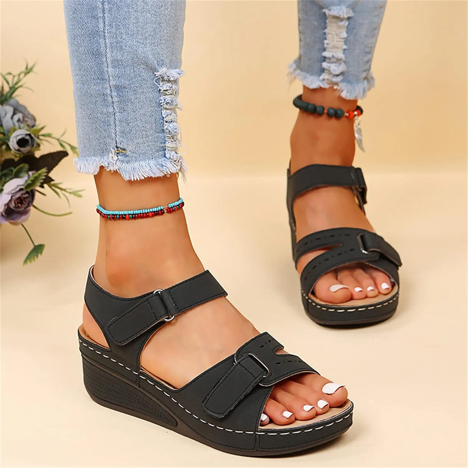Ladmiple Orthopedic Sandals For Women Plantar Fasciitis Arch Heel Support Dressy Casual Summer Slip On Orthotic Flip Flops