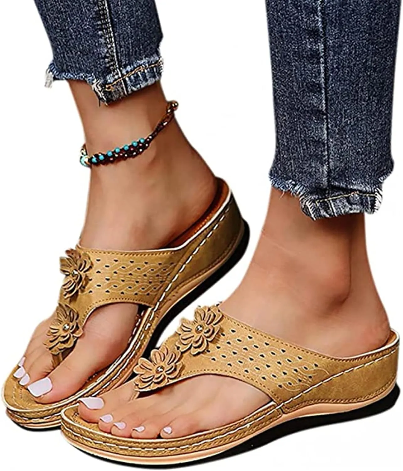 Ladmiple Orthotic Dress Sandals For Women With Arch Support Comfortable Orthopedic Flip Flops Dressy Casual Summer Shoes