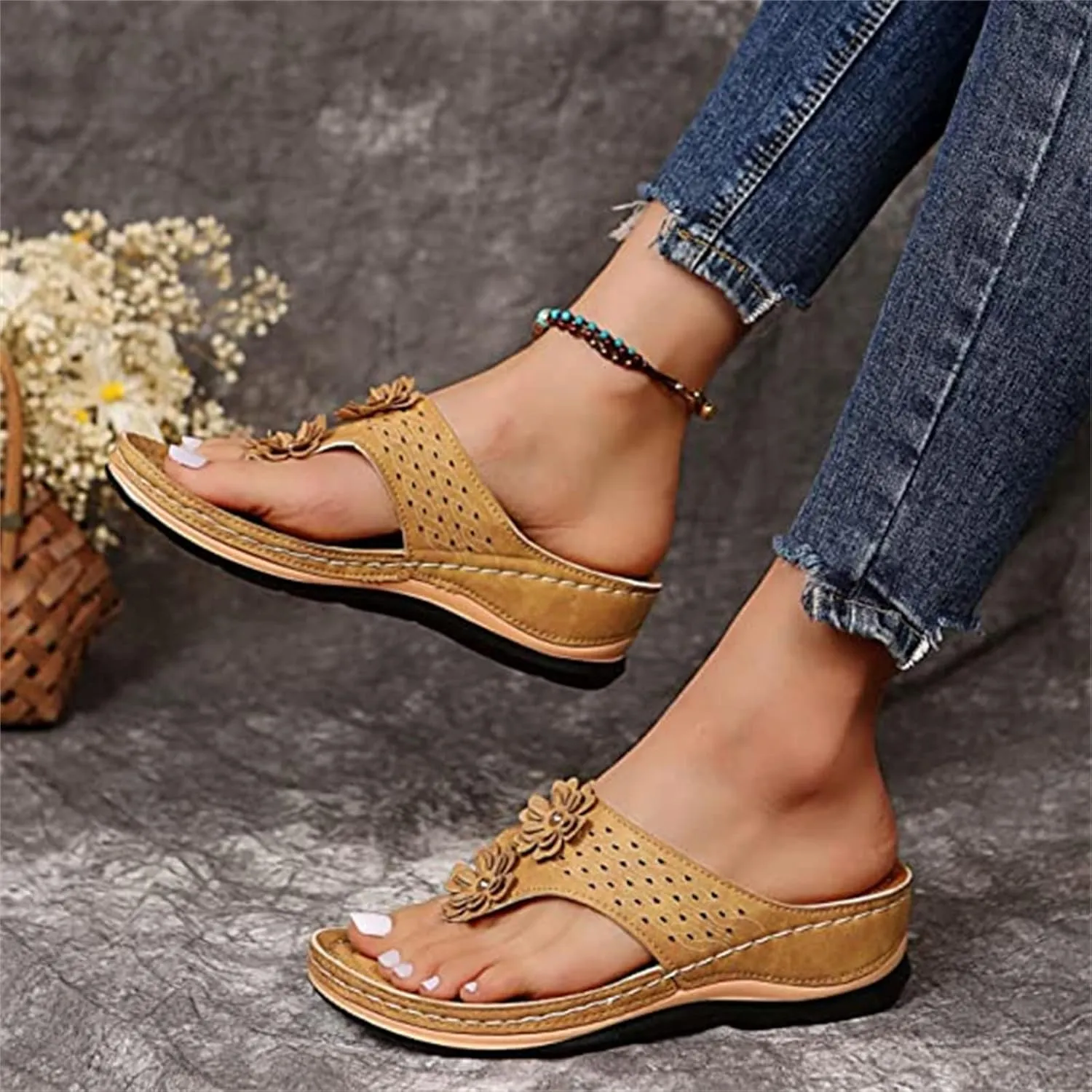 Ladmiple Orthotic Dress Sandals For Women With Arch Support Comfortable Orthopedic Flip Flops Dressy Casual Summer Shoes