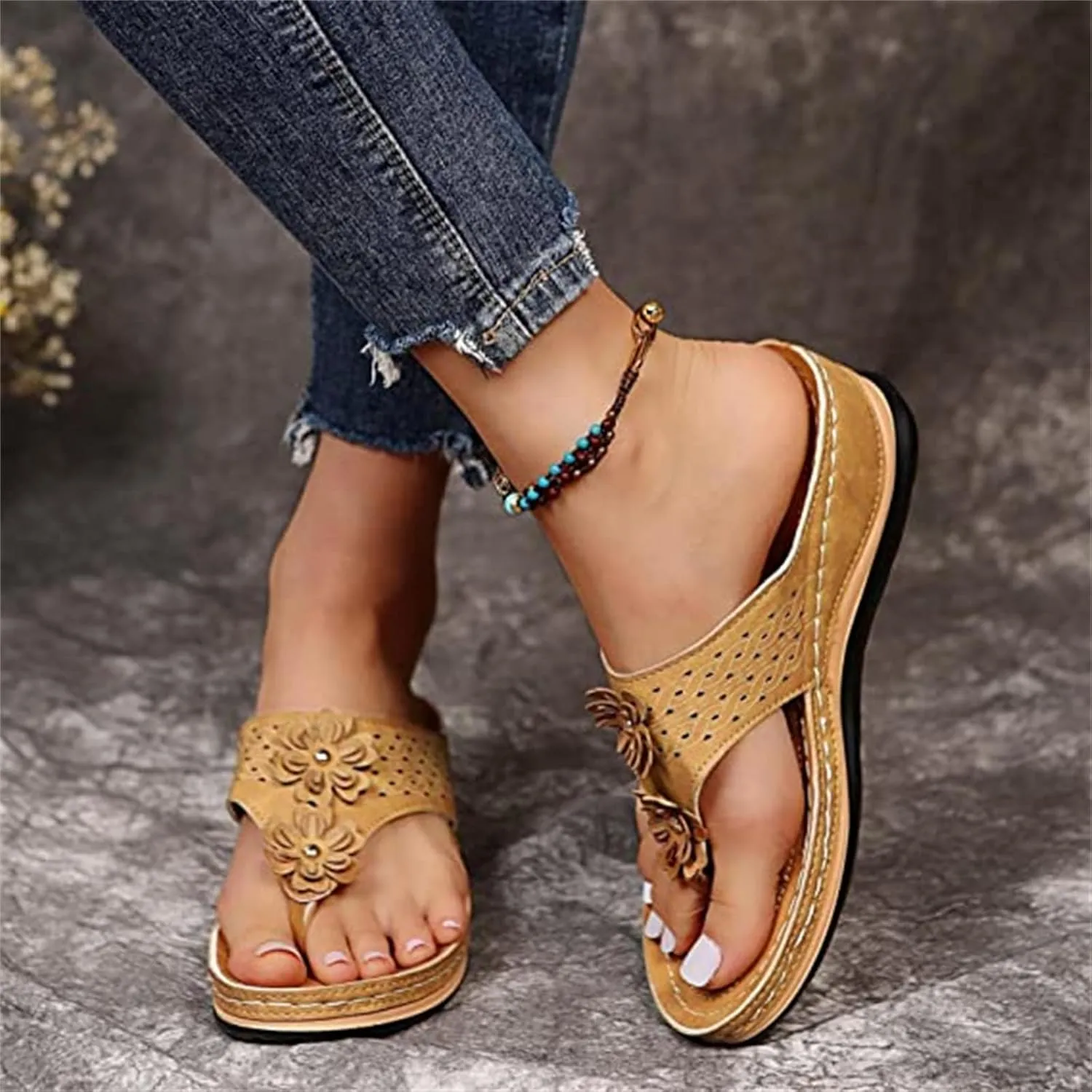 Ladmiple Orthotic Dress Sandals For Women With Arch Support Comfortable Orthopedic Flip Flops Dressy Casual Summer Shoes