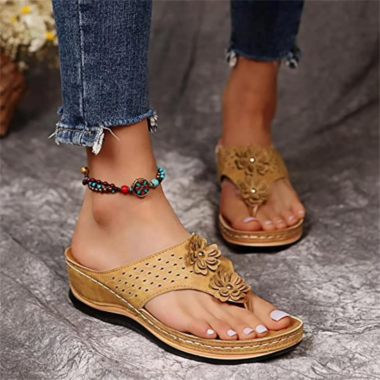 Ladmiple Orthotic Dress Sandals For Women With Arch Support Comfortable Orthopedic Flip Flops Dressy Casual Summer Shoes