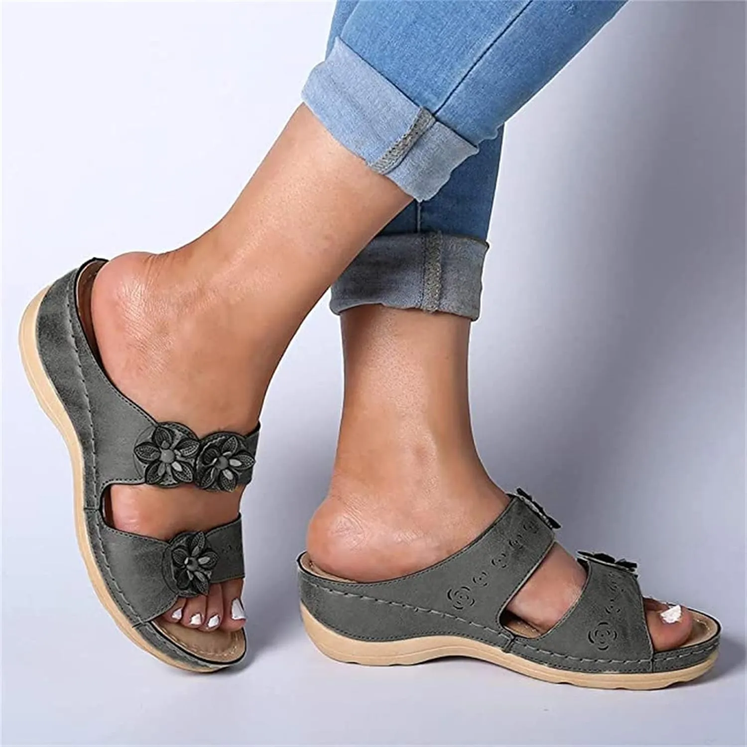 Ladmiple Orthotic Dress Sandals For Women With Arch Support Orthopedic Slides Summer Flip Flops for Plantar Fasciitis