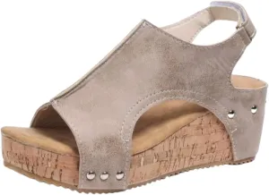 Ladmiple Sandals For Women 2024 Comfortable Wedge Platform Sandals Open Toe Slip on Ankle Strap Casual Summer Dress Shoes