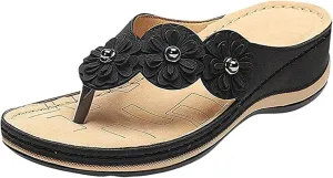 Ladmiple Sandals Women Comfortable Dressy Slip On Flat Sandals Summer Orthopedic Orthotic Flip Flops with Arch Support