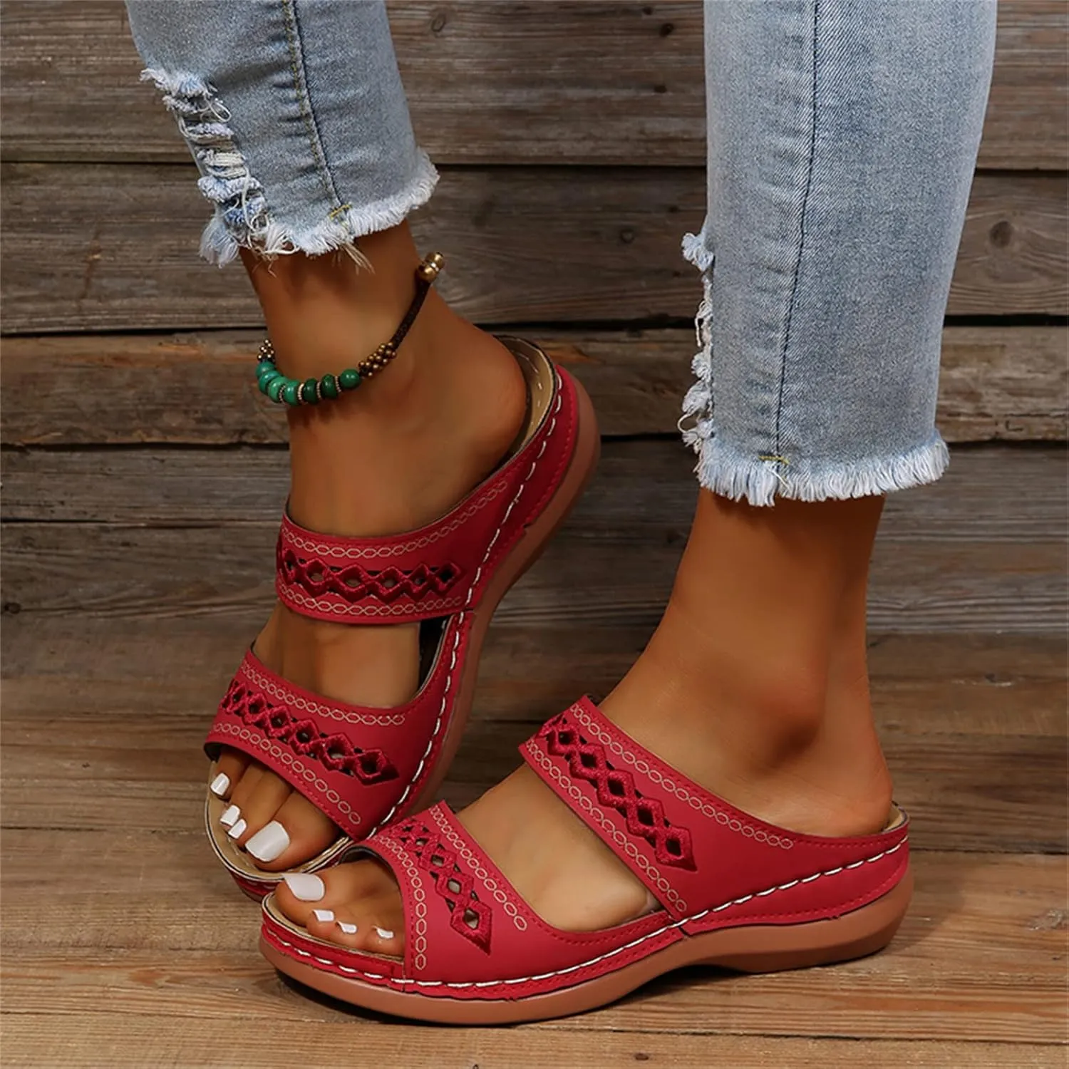 Ladmiple Sandals Women Dressy Summer Flat Cute Casual Beach Shoes Fashion Orthotic Slides Slip On Orthopedic Slippers 2025