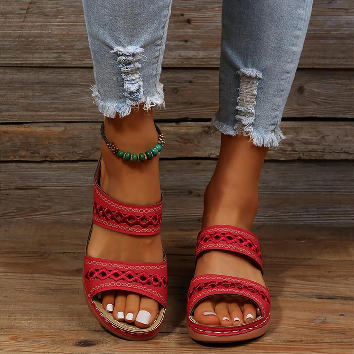 Ladmiple Sandals Women Dressy Summer Flat Cute Casual Beach Shoes Fashion Orthotic Slides Slip On Orthopedic Slippers 2025