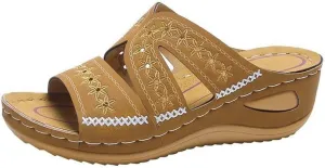 Ladmiple Sandals Women Fashion Flat Comfort Orthotic Walking Slides Open Toe Arch Support Dressy Summer Orthopedic Flip Flops