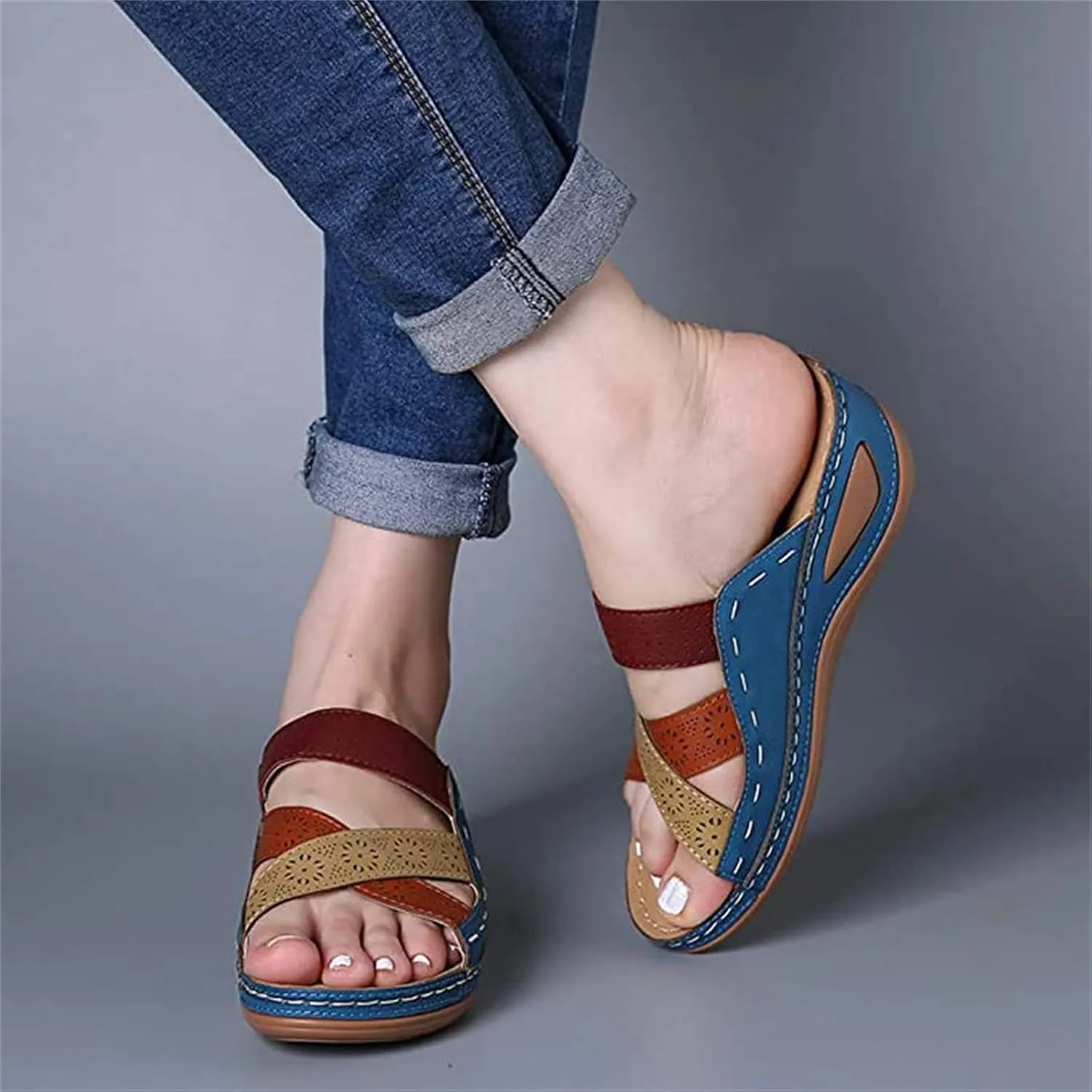 Ladmiple Womens Sandals Comfortable Slides Orthotic Flip Flops Open Toe Arch Support Dressy Summer Orthopedic Slippers