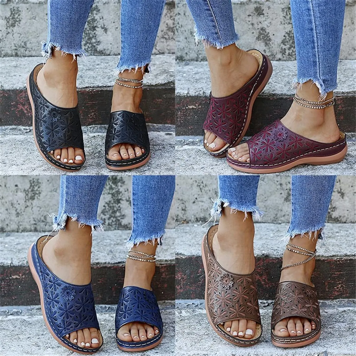Ladmiple Womens Sandals Dressy 2023 Comfortable Summer Flip Flops Arch Support Beach Roman Open Toe Orthopedic Sandals