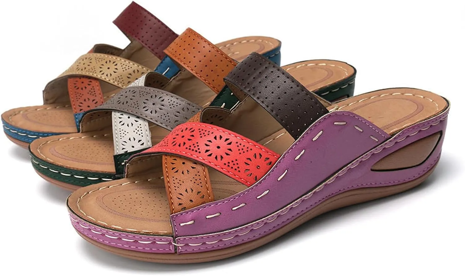 Ladmiple Womens Sandals Dressy Casual Comfortable Slip On Orthotic Flip Flops Summer Orthopedic Slides With Arch Support