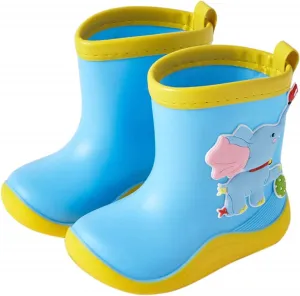 Little Girls Toddler Boots Cute Elephant Print Rain Shoes Children's Rain Shoes Boys and Girls Winter Boot