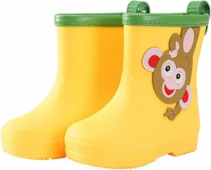 Little Girls Toddler Boots Cute Monkey Print Rain Shoes Children's Rain Shoes Boys and Girls Winter Boot
