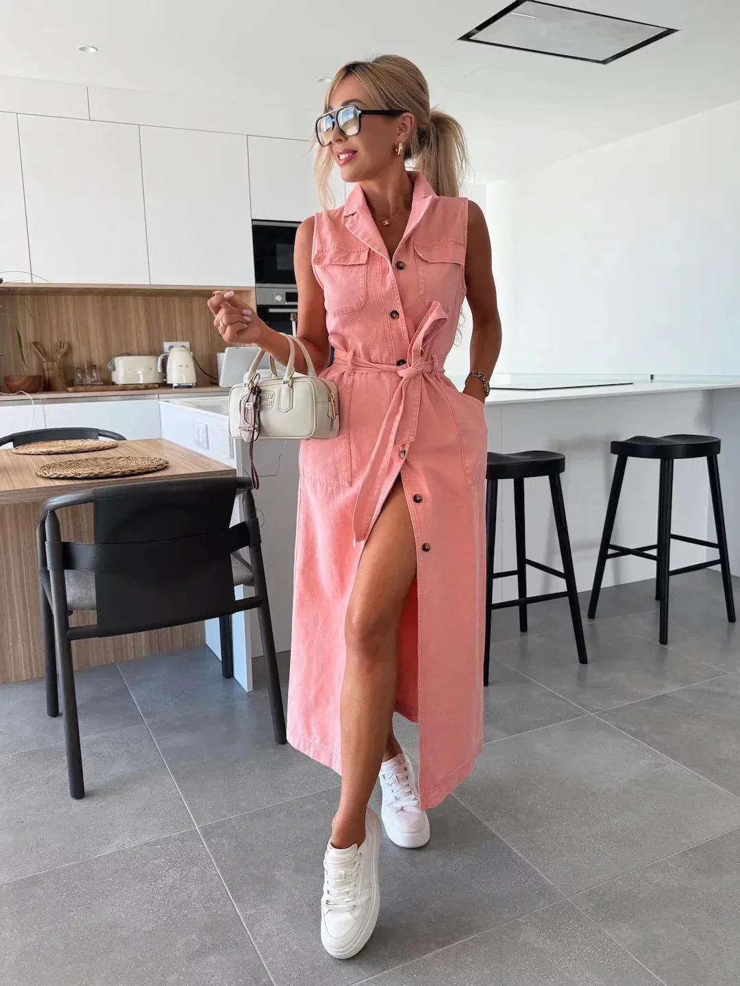 Louisa  Sleeveless Denim Maxi Dress