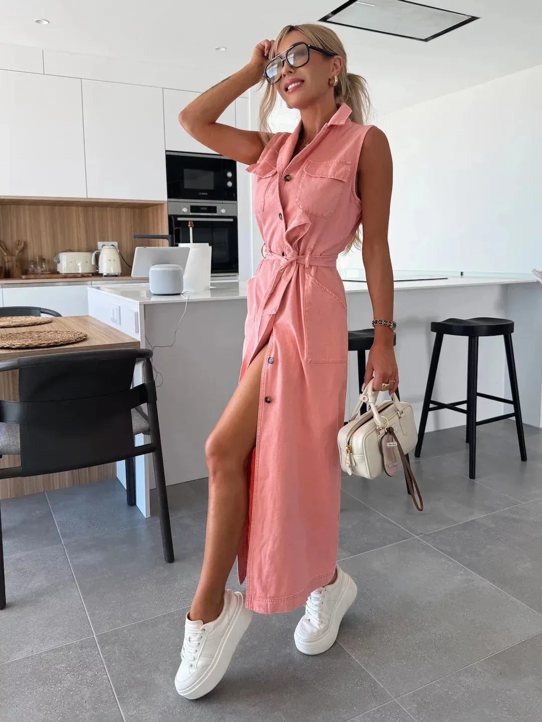 Louisa  Sleeveless Denim Maxi Dress