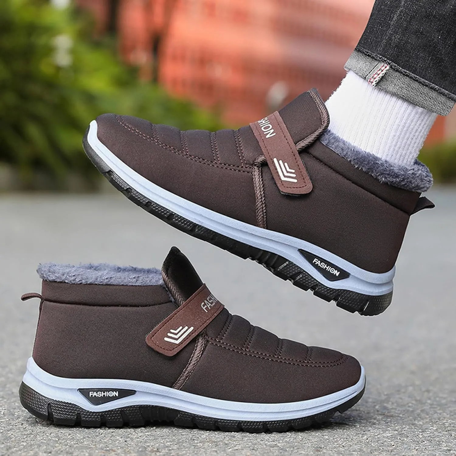Men Snow Boots Fashion New Pattern Autumn And Winter Thickened Warm Comfortable Casual Slip On Mens Zip up Snow Boots
