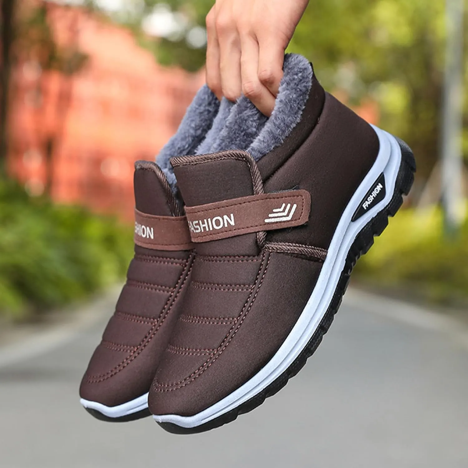 Men Snow Boots Fashion New Pattern Autumn And Winter Thickened Warm Comfortable Casual Slip On Mens Zip up Snow Boots