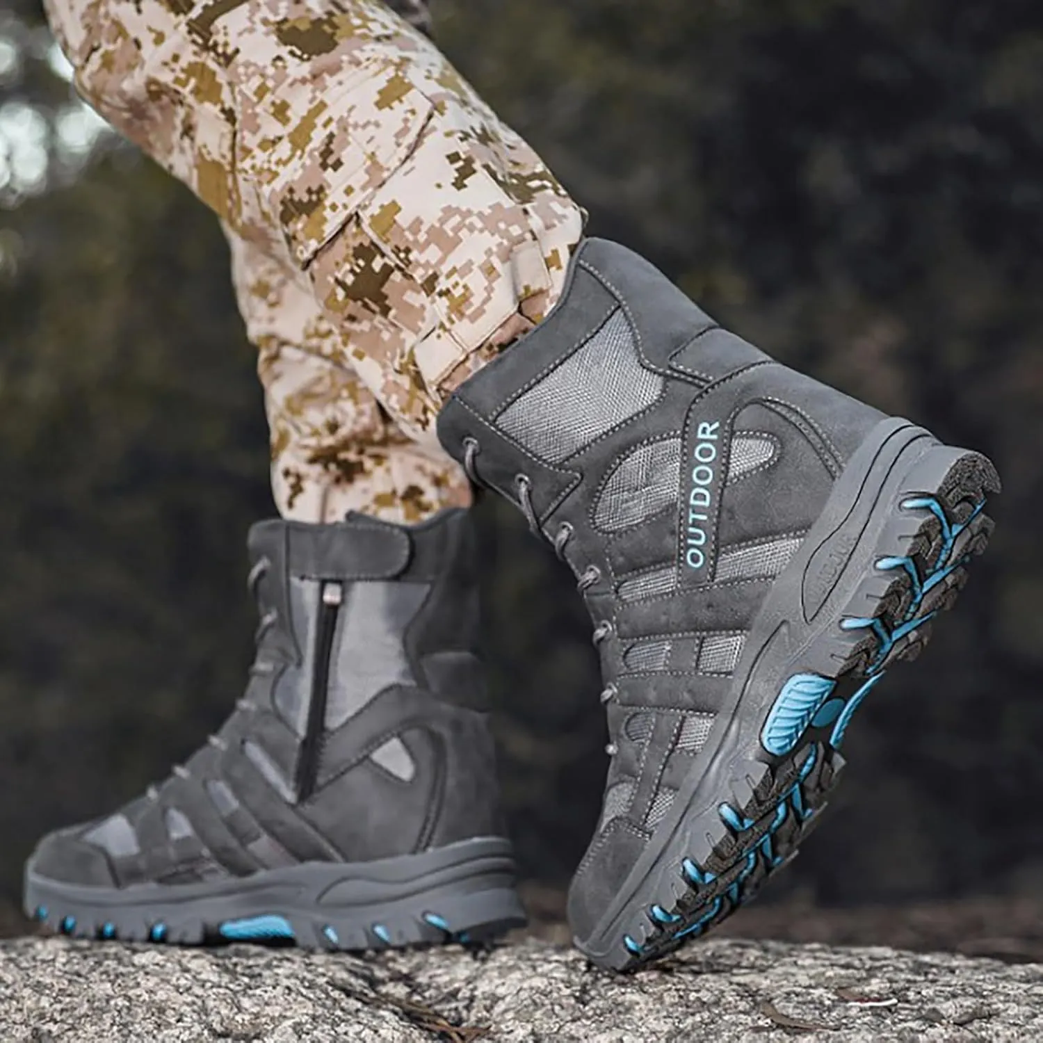 Mens Combat Boots Breathable Police Patrol Boots Lightweight Army Boots Waterproof Hiking Boots Military Tactical Boots