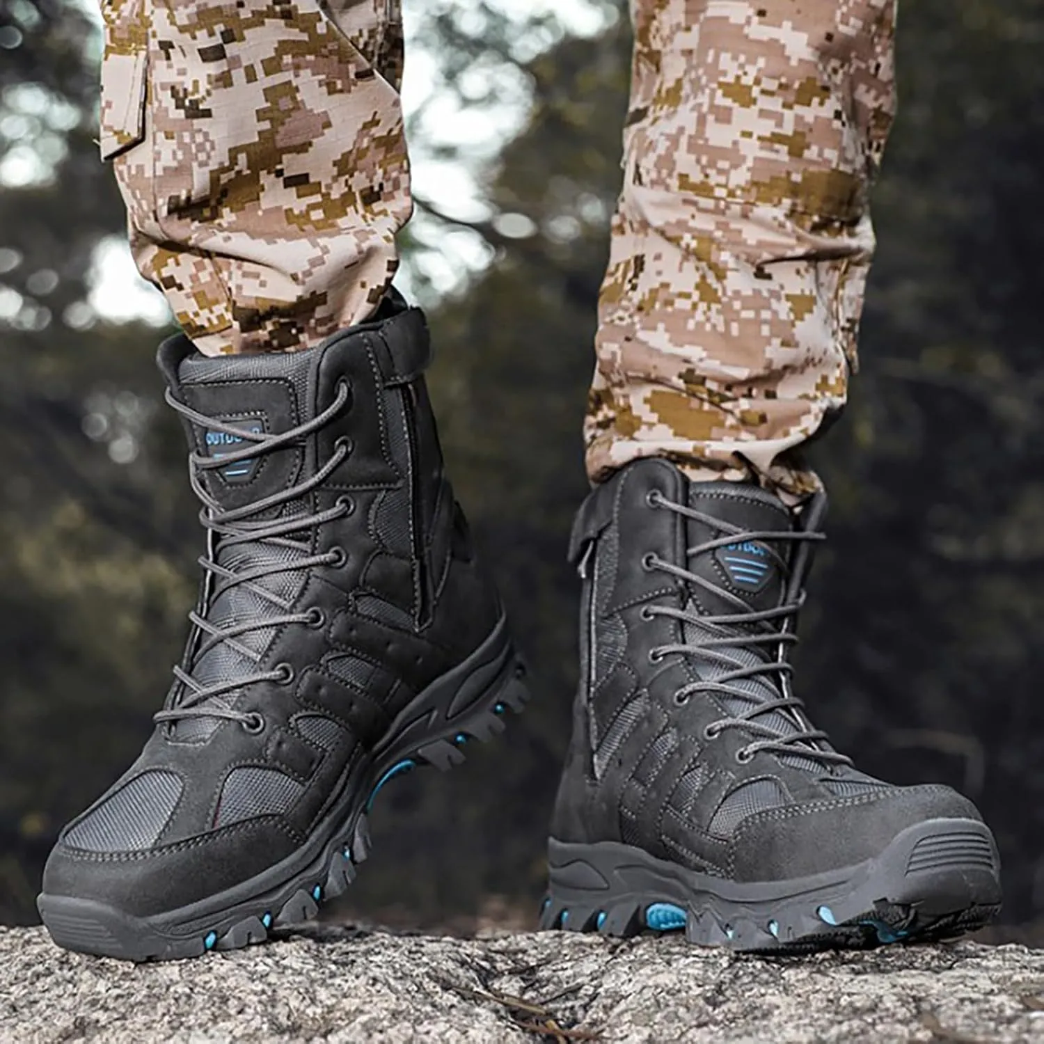 Mens Combat Boots Breathable Police Patrol Boots Lightweight Army Boots Waterproof Hiking Boots Military Tactical Boots