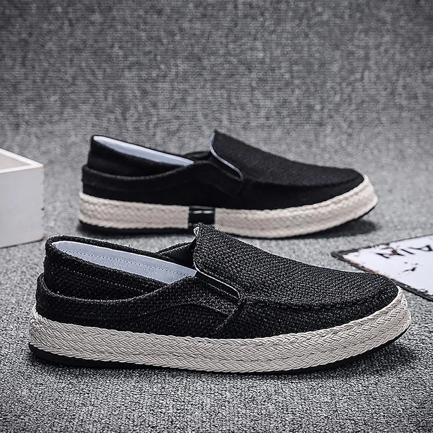 Men's Fashion Canvas Loafer Casual Cloth Shoes Canvas Slip-on Loafers Espadrille Walking Sneakers Moccasins Boat Shoes Lightweight Comfortable Walking Shoes