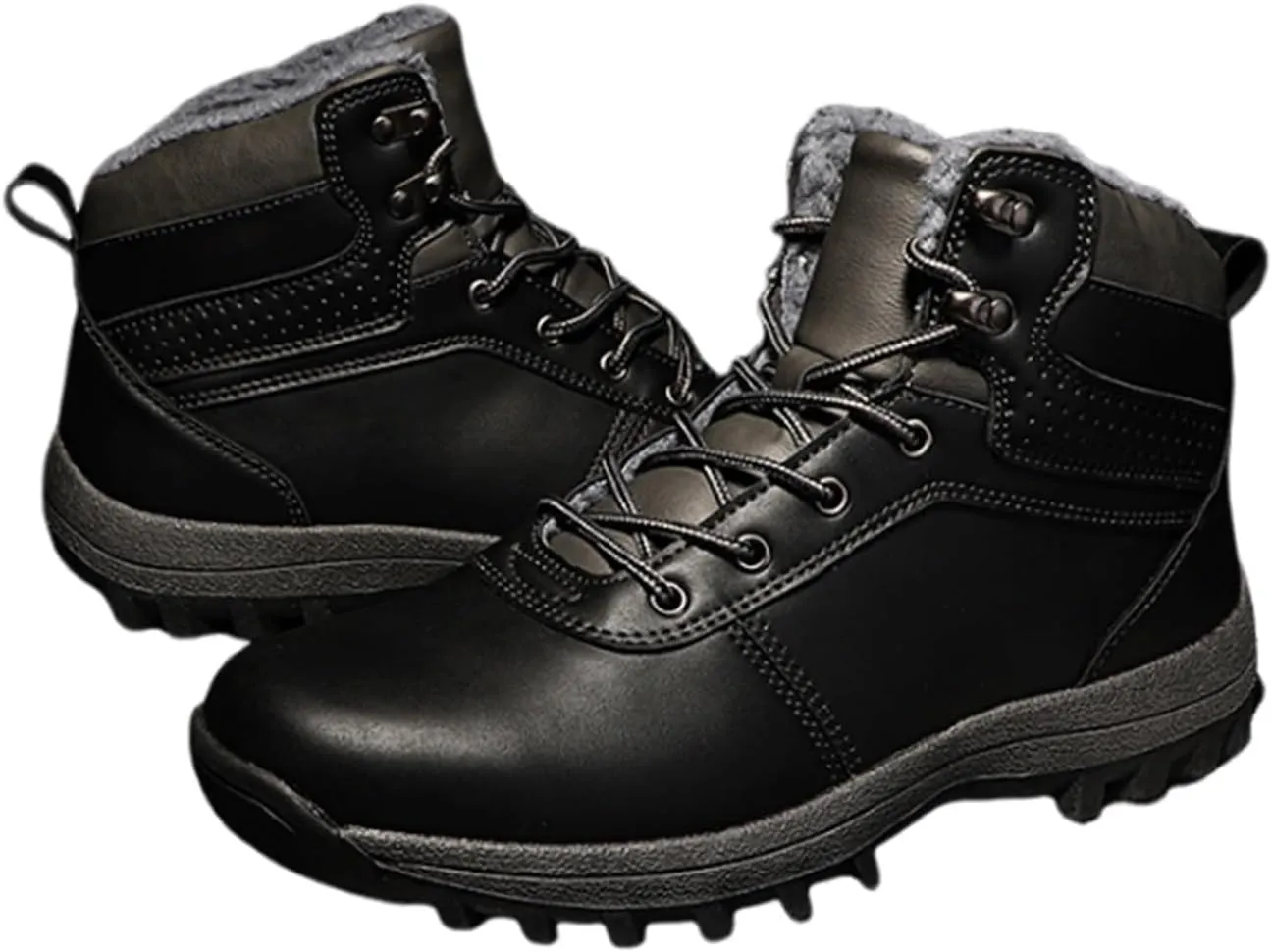 Men's Snow Boots, Men Cold Weather Shoes Warm Anti-Slip Ankle Waterproof Snow Boots, Lightweight Lace up Hiking Walking Shoes Warm, for Work, Walking, Hiking, Outdoor Urban