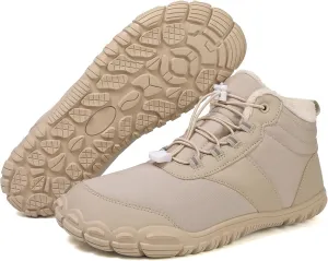 Mens Womens Winter Snow Boots Faux Sherpa Lined Waterproof Snow Sneakers Slip On Barefoot Wide Toe Box Ankle Boots