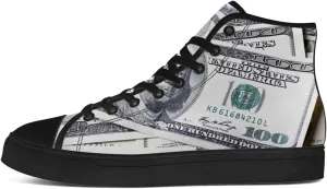 Money Shoes for Men Women Dollar High Top Canvas Sneakers Lace Up Casual Walking Shoes Gifts for Boyfriend Girlfriend