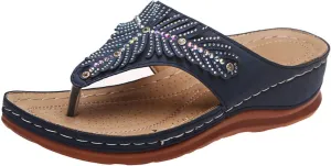 Orthopedic Sandals for Women Arch Support Non-Slip Wedge Flip-Flops Open Toe Summer Dressy Comfortable Sandals Casual Walking Shoes