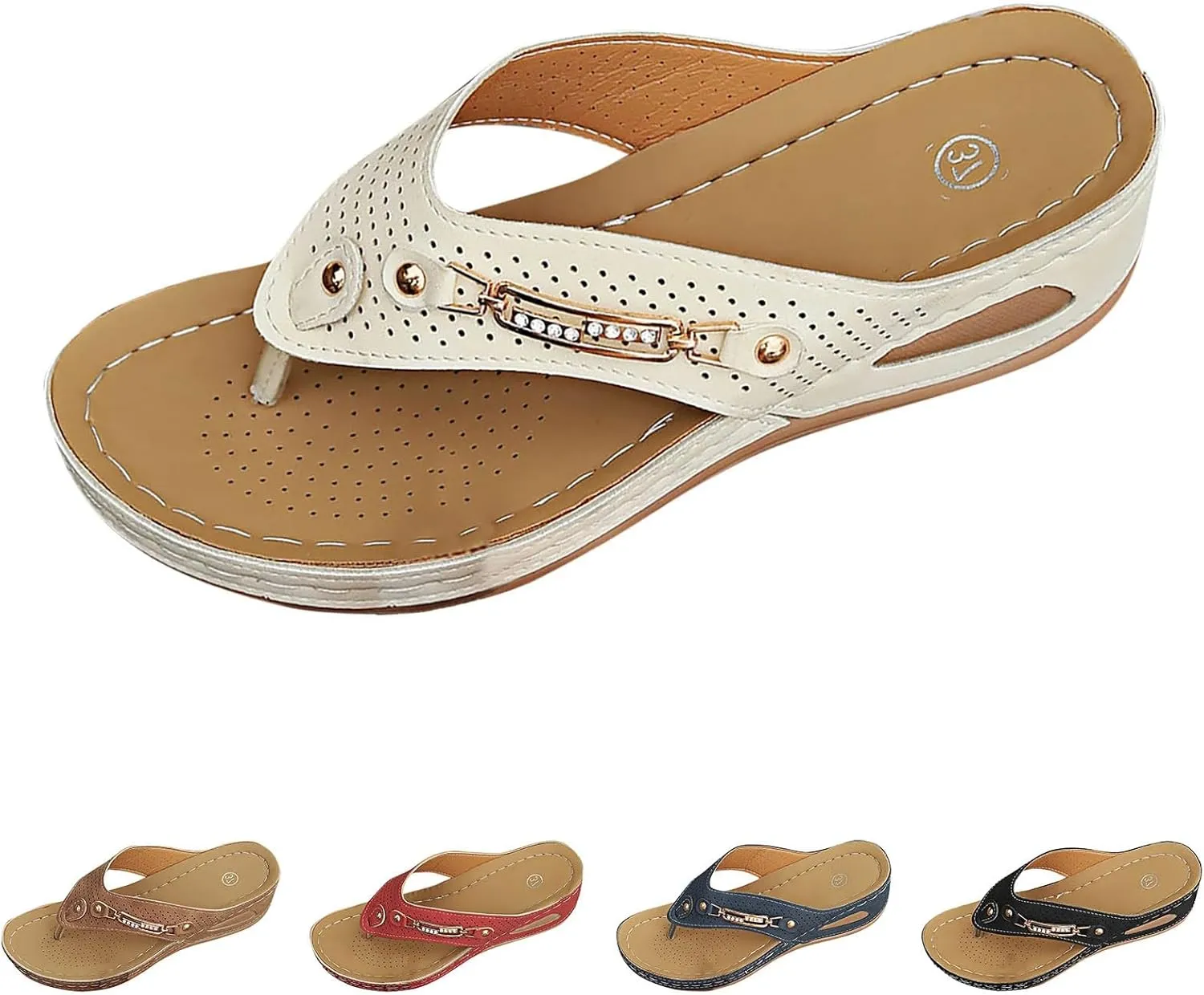 Orthopedic Sandals for Women Breathable Comfortable Walking Sandals Arch Support Flowers Clip Toe Sandals2
