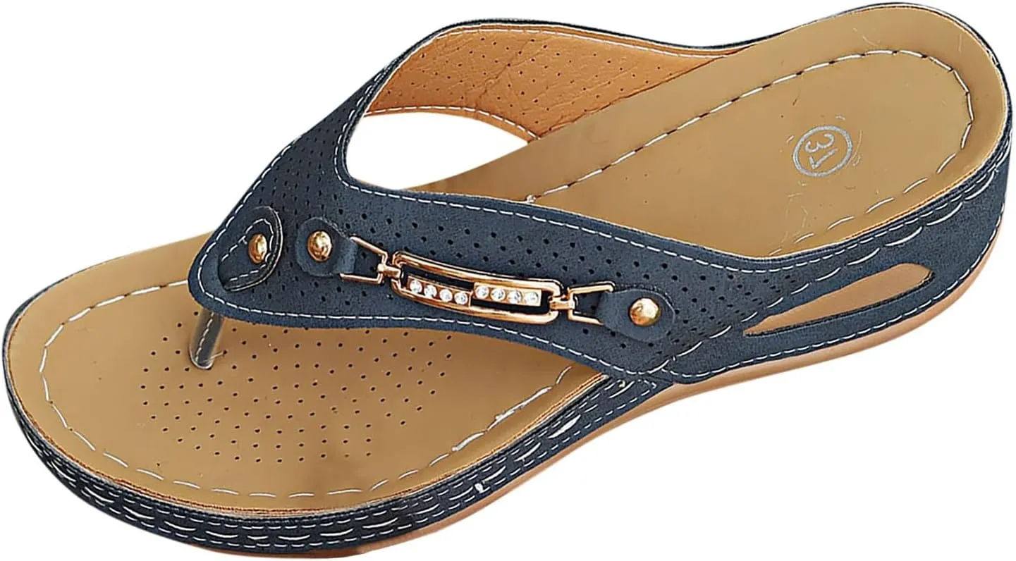Orthopedic Sandals for Women Breathable Comfortable Walking Sandals Arch Support Flowers Clip Toe Sandals2