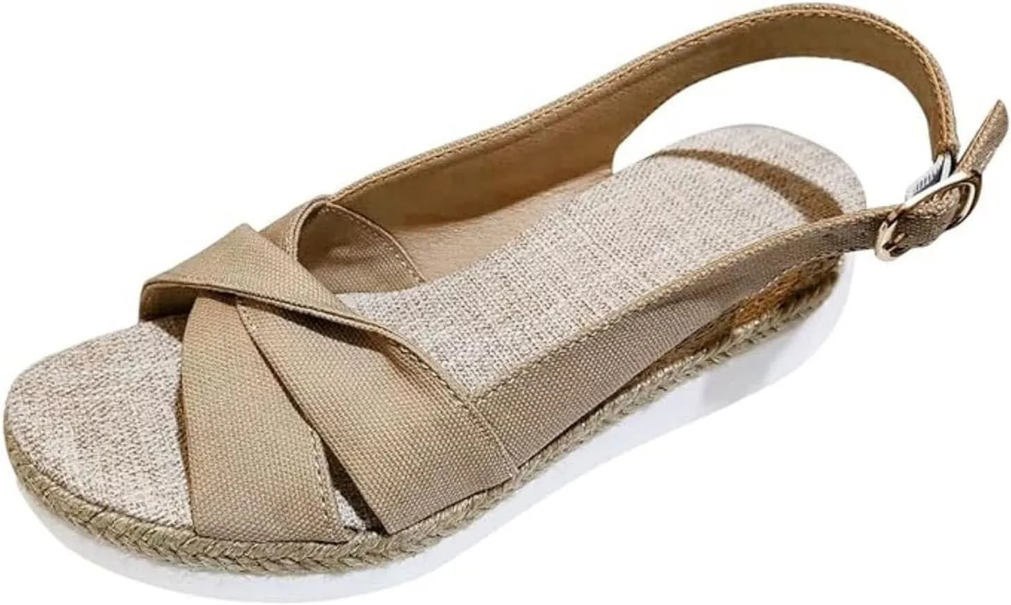 Orthopedic Sandals for Women Fashion Fish Mouth Slingback Non Slip Wedge Canvas Sandals with Arch Support Ladies Elegant Buckle Ankle Strap Summer Beach Walking Shoes