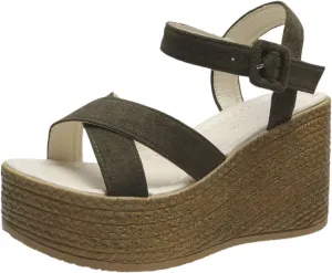 Orthopedic Sandals for Women High Heel Wedge Platform Sandals Adjustable Ankle Strap Sandal Buckle Wide Width Open Toe Sandal Woven Flax Slip-On Shoes