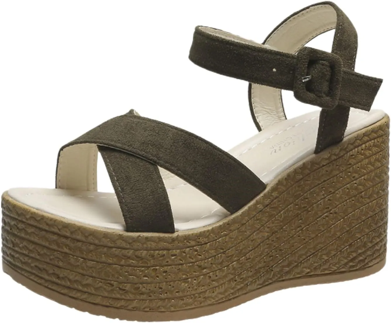 Orthopedic Sandals for Women High Heel Wedge Platform Sandals Adjustable Ankle Strap Sandal Buckle Wide Width Open Toe Sandal Woven Flax Slip-On Shoes