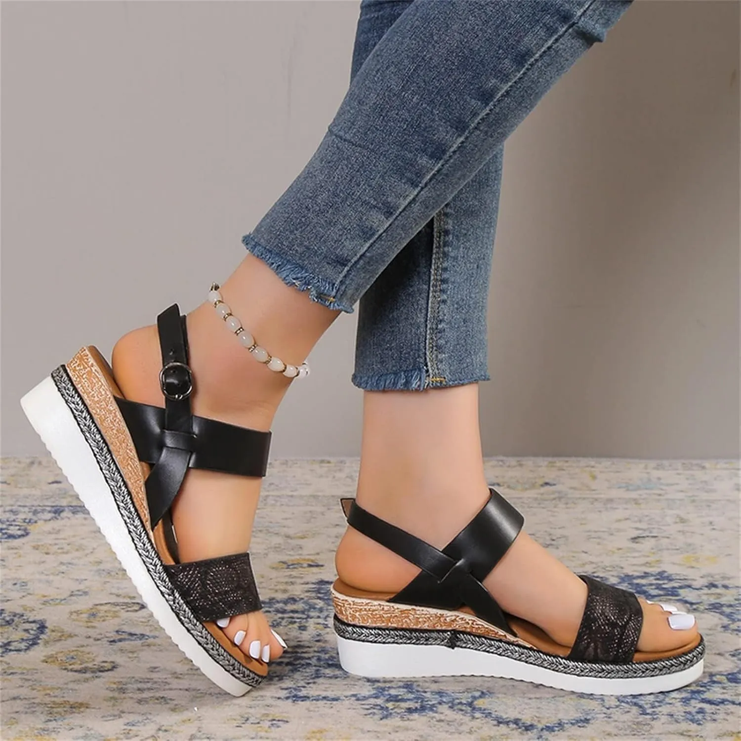 Orthopedic Sandals Wedges Heels for Women Women's Wedge Sandals Comfortable Ankle Strap Dressy Casual Platform Dress Shoes with Arch Support for Women