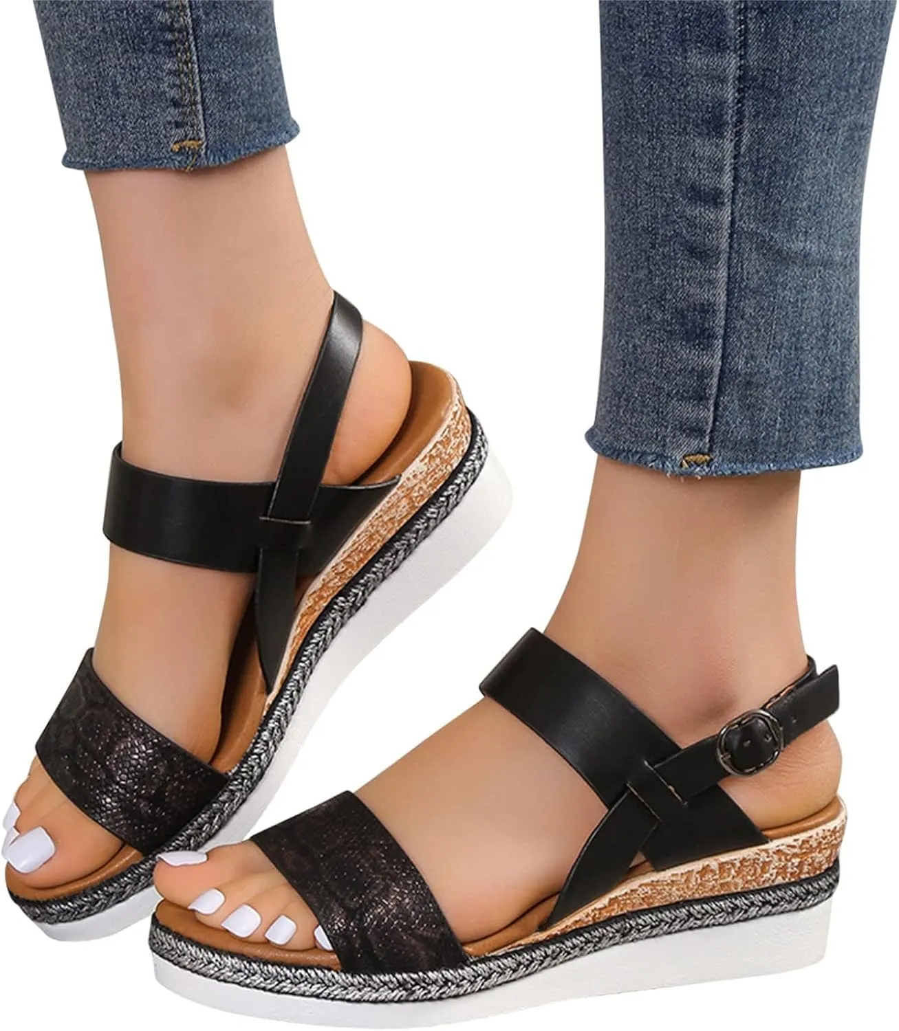 Orthopedic Sandals Wedges Heels for Women Women's Wedge Sandals Comfortable Ankle Strap Dressy Casual Platform Dress Shoes with Arch Support for Women