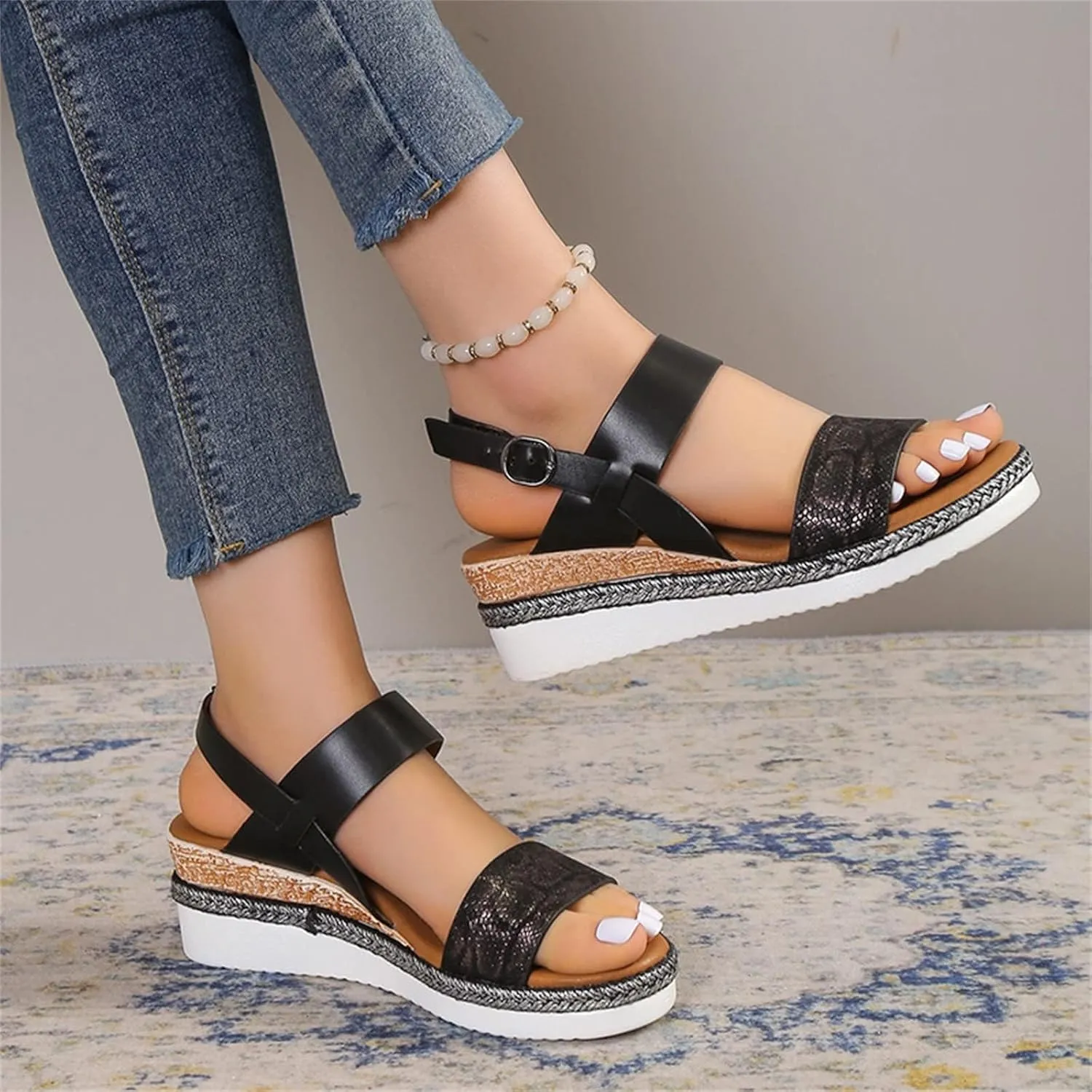 Orthopedic Sandals Wedges Heels for Women Women's Wedge Sandals Comfortable Ankle Strap Dressy Casual Platform Dress Shoes with Arch Support for Women