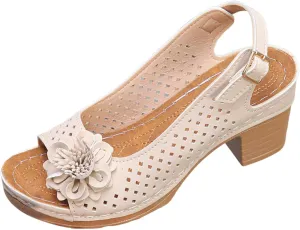 Orthopedic Wedge Heel Sandals for Women 2025 Open Toe Summer Casual Hollow Out Floral Decor Sandals Hollow Out Slingback Chunky Block Heel Cut-Out Party Dress Wedding Dance Shoes