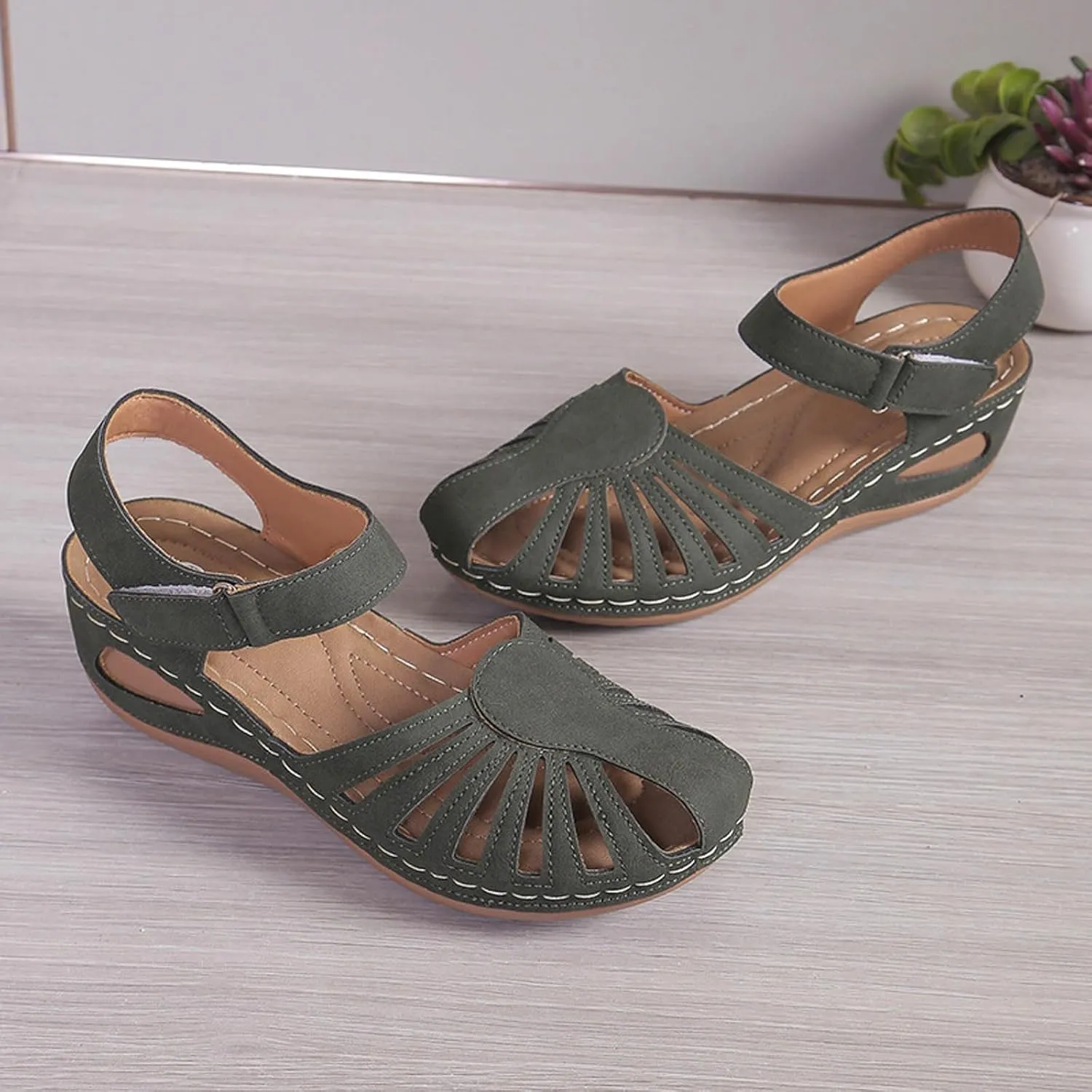Orthopedic Wedge Sandals for Women 2025 Womens Closed Toe Sandal Dressy Arch Support Adjustable Anckle Strappy Summer Breathable Shoes Comfort Beach Walking