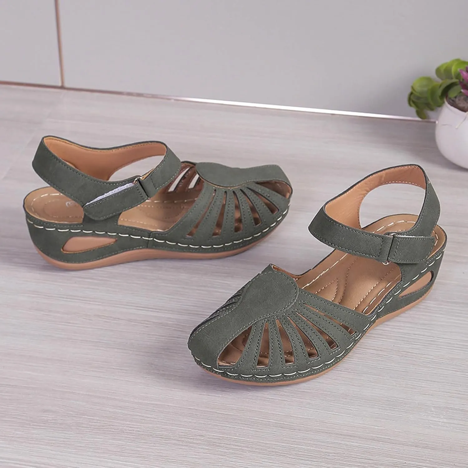 Orthopedic Wedge Sandals for Women 2025 Womens Closed Toe Sandal Dressy Arch Support Adjustable Anckle Strappy Summer Breathable Shoes Comfort Beach Walking