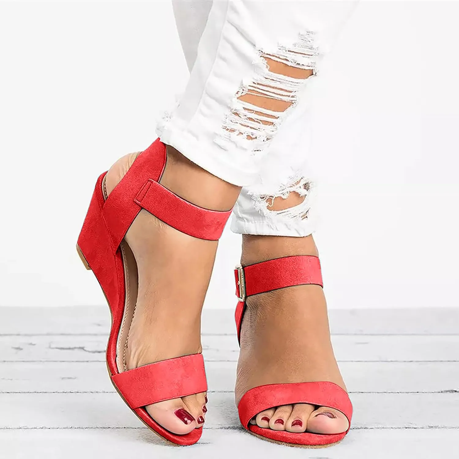 Orthopedic Wedge Sandals for Women 2025, Womens Summer Sandal Ladies Platform Wedges Heels Comfortable Dress Shoes for Beach Vacation Wedding with Adjustable Buckle Ankle Strap